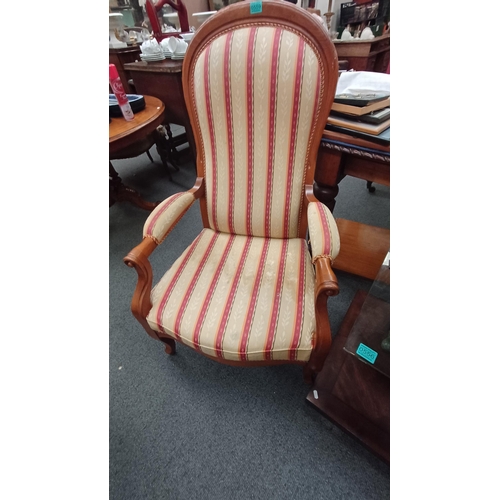 559 - Pair of Victorian Style Drawingroom Chairs with Regency Stripe Upholstery