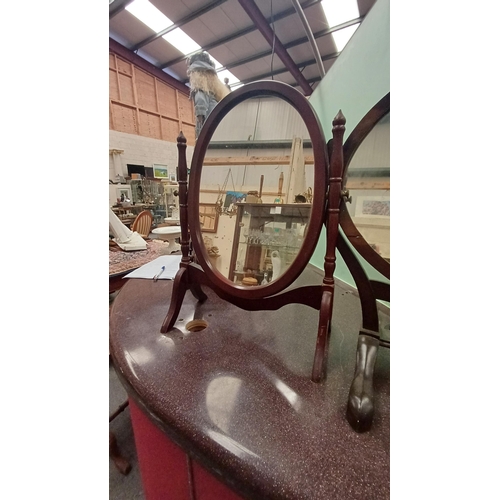 578 - Vintage Mahogany Oval Crutch Frame Mirror and another