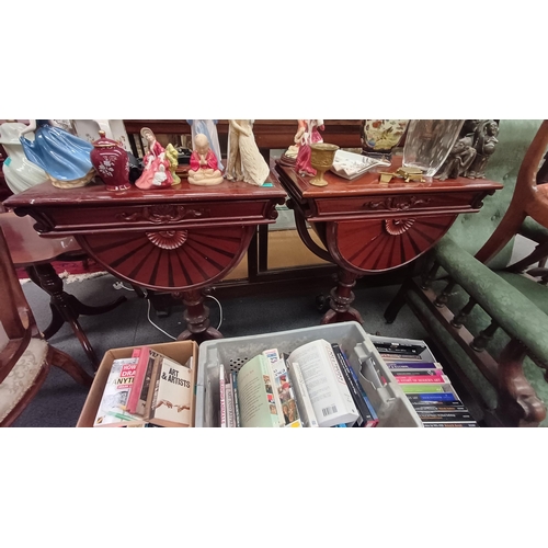 589 - Pair of Mahogany Bedside or Lamp Tables in the form of Sewing Tables with fold over tops