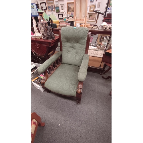 590 - Victorian Oak Library Armchair