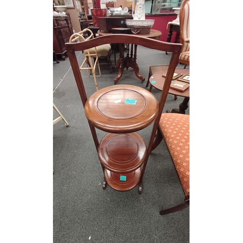 595 - Edwardian Inlaid Mahogany Tea Stand