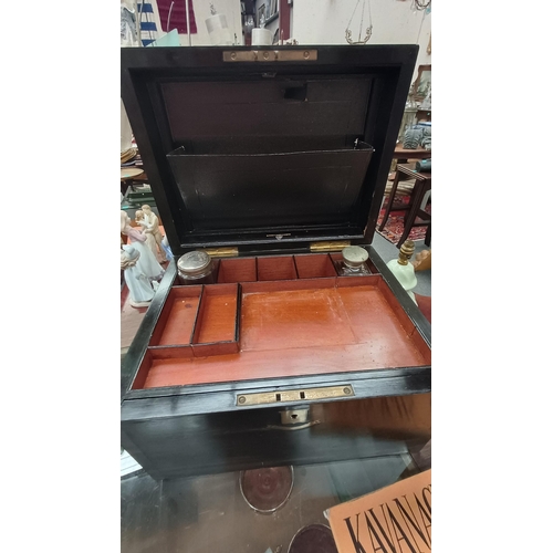 607 - Victorian Coromandel Gentleman's Travel Box with Fob Watch Drawer