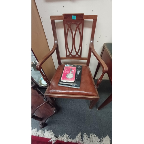 610 - Pair of Edwardian Inlaid Mahogany Carver Armchairs