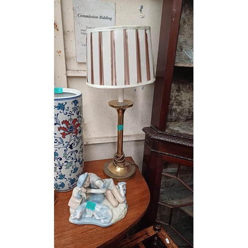 643 - Brass Column Table Lamp with Shade