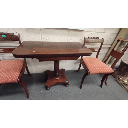 654 - Victorian Rosewood Games Table on reeded Column with Platform base