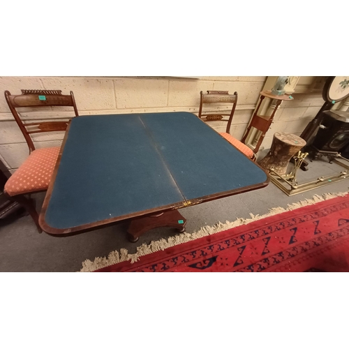 654 - Victorian Rosewood Games Table on reeded Column with Platform base