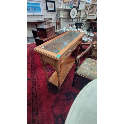 699 - Walnut and Glass Vitrine Display Table