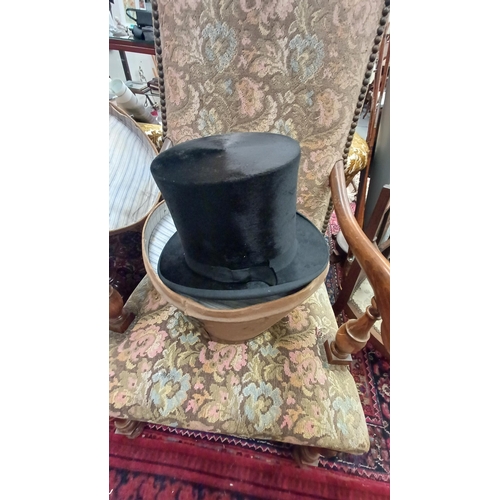 724 - Two 19th Century Canvas Hat Boxes - one Top Hat and one Bowler