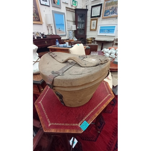 724 - Two 19th Century Canvas Hat Boxes - one Top Hat and one Bowler