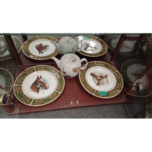 776 - Pair of Bone China Cabinet Plates and a Tea Pot