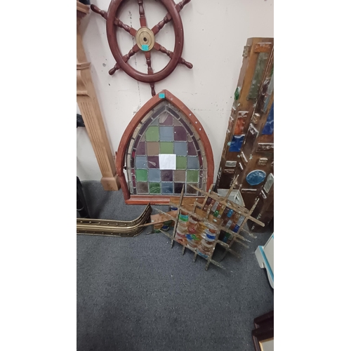 786 - Leaded Glass Arch Window (as found)