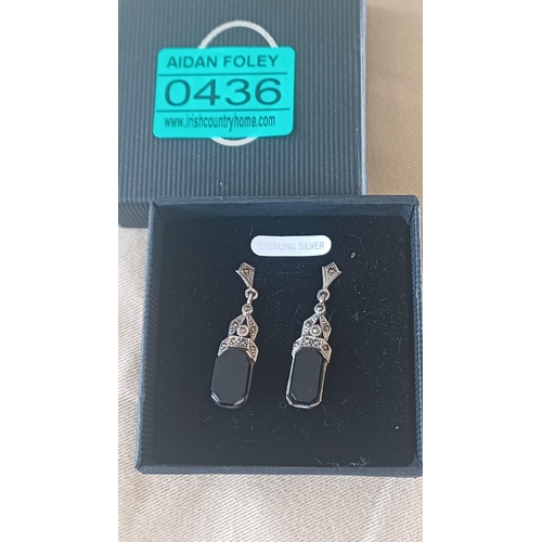 436 - Silver Onyx Drop Earrings