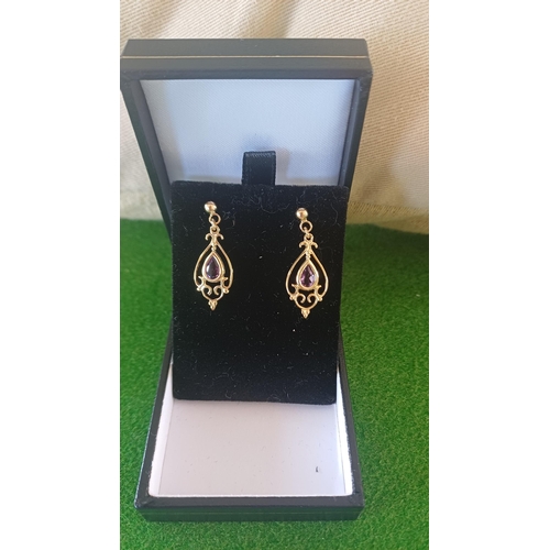 443 - 9 Carat Ameythst  Drop Earrings