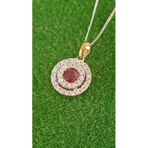 493 - 9 carat Diamond & Ruby Pendant and Chain