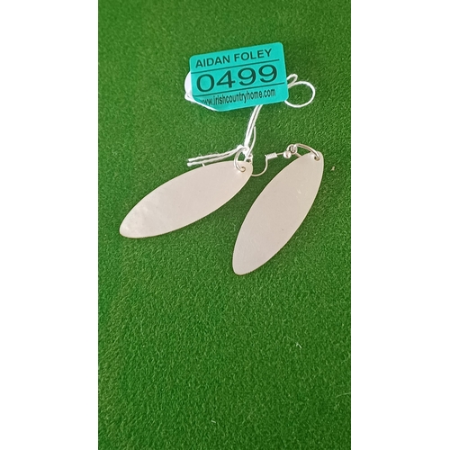 499 - Silver Mother of Pearl Chinese Drop Earrings