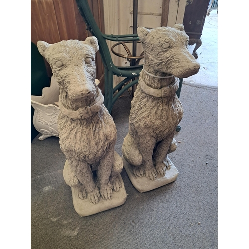 107 - Pair of Garden Statuary Composite Stone Dog Figures (75cm Tall)