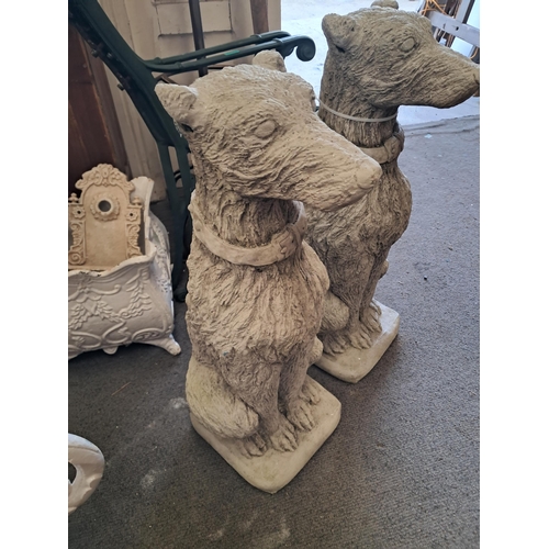 107 - Pair of Garden Statuary Composite Stone Dog Figures (75cm Tall)