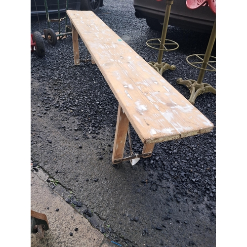 110 - Long Pine Bench with Fold Up Legs (197cm Long)