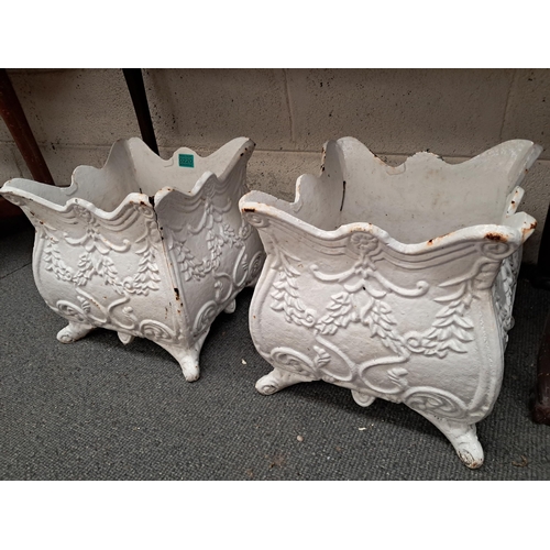 220 - Pair of Cast Iron Jardineres Pair of Cast Iron Jardineres (33cm x 33cm x 33cm)