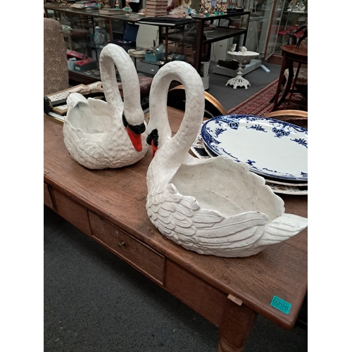 270 - Pair of Garden Planters in the form of Swans (34cm Tall x 46cm Long)