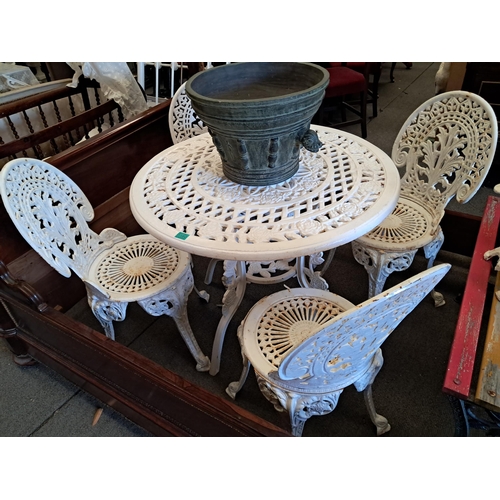 380 - Heavy Cast Iron Garden Patio Table with 4 matching chairs