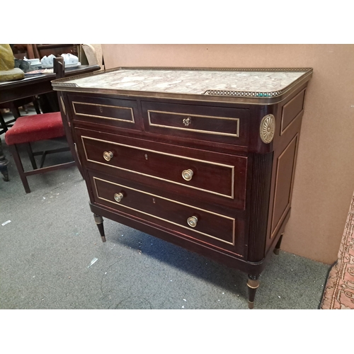 383 - Vintage French Chest with Brass Gallery Marble top