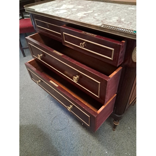 383 - Vintage French Chest with Brass Gallery Marble top