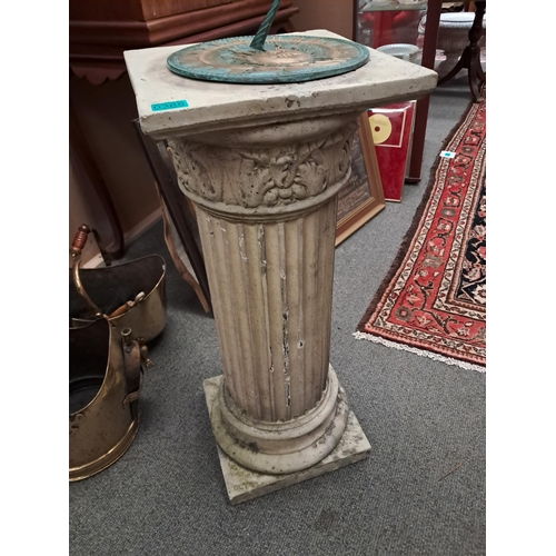 385 - Garden Statuary Corinthian Column Sundial - very heavy (80cm Tall)