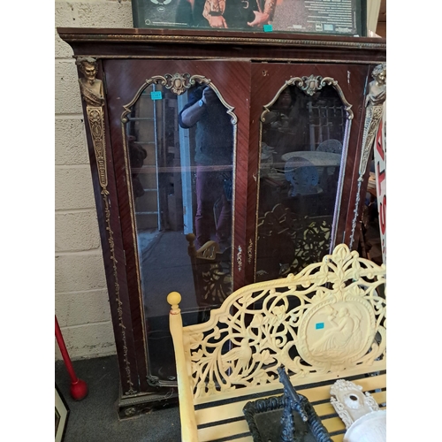 387 - French Style 2 Door Display Cabinet with Gilt Metal Mounts - needs restoration