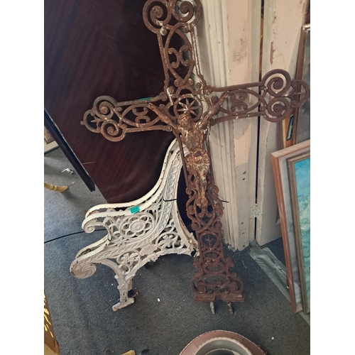 391 - 19th Century Cast Iron Crucifix (120cm Tall)