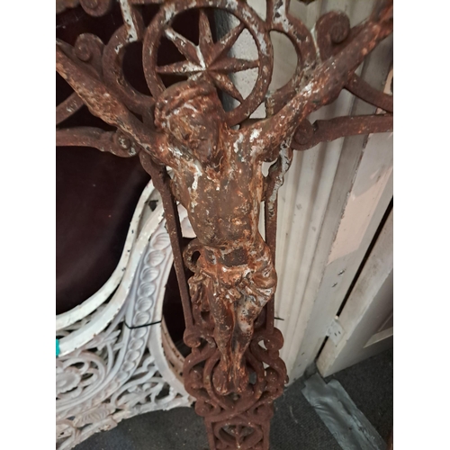 391 - 19th Century Cast Iron Crucifix (120cm Tall)