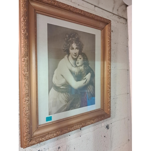 404 - Gilt Framed Print of a Mother and Young Girl