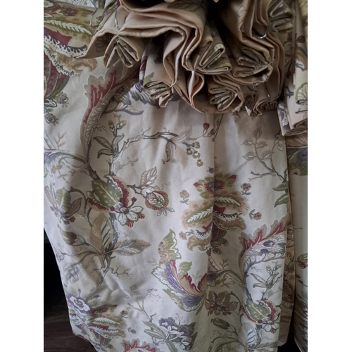 415 - Pair of Heavy Lined Floral Curtains (11 Foot Wide x 90 inch Drop)