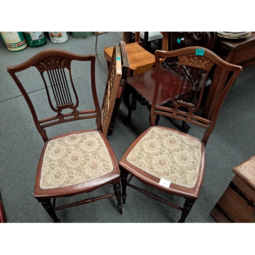 1076 - Pair of Edwardian Inlaid Mahogany Bedroom Chairs