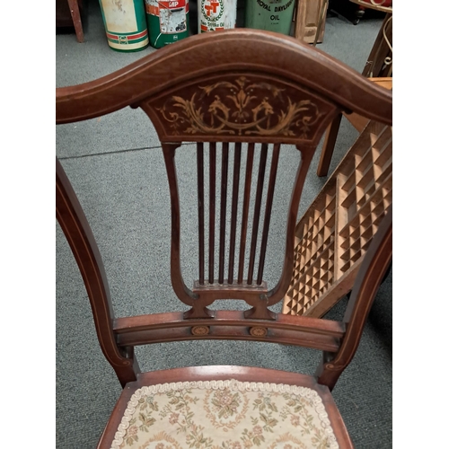 1076 - Pair of Edwardian Inlaid Mahogany Bedroom Chairs