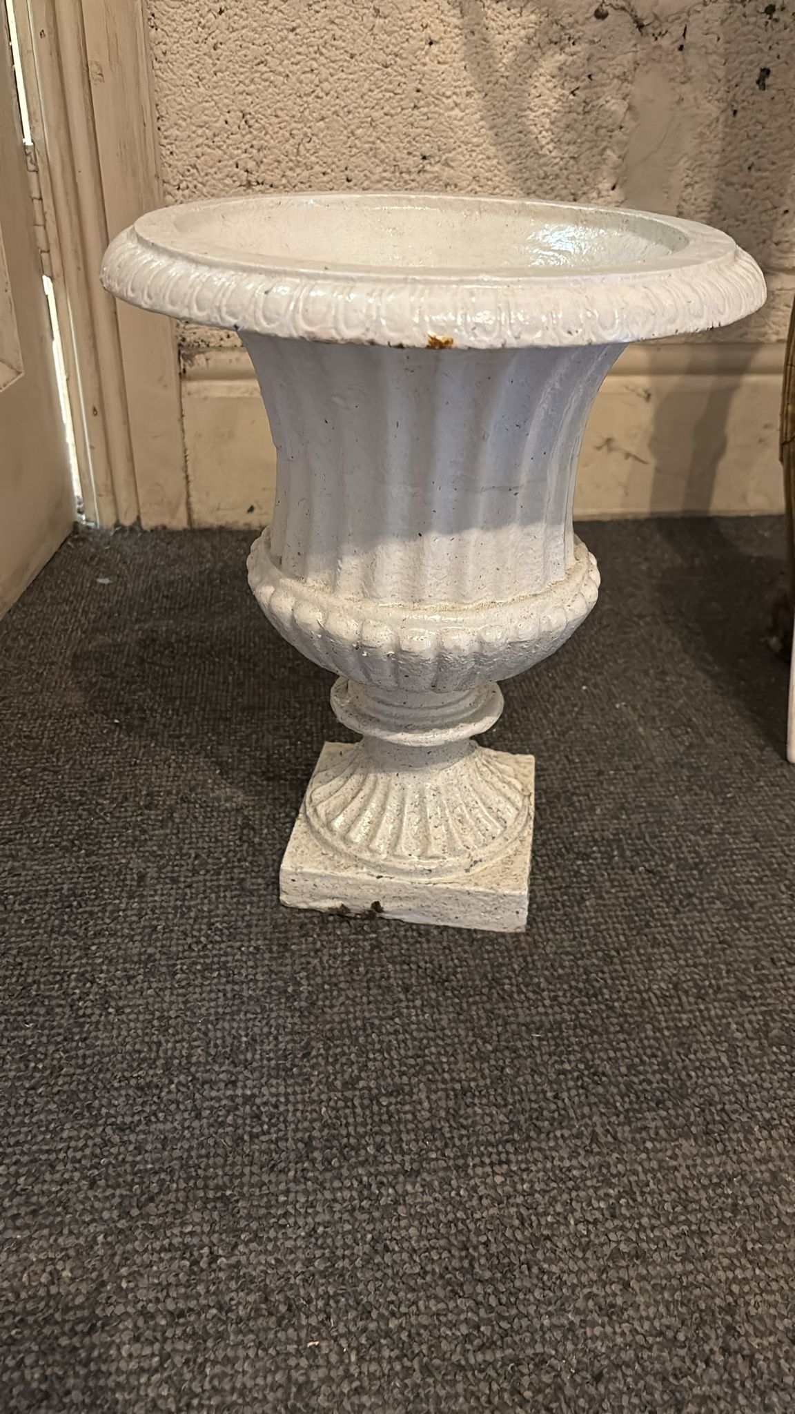 Cast Iron Urn of Reeded Form (34cm Tall)