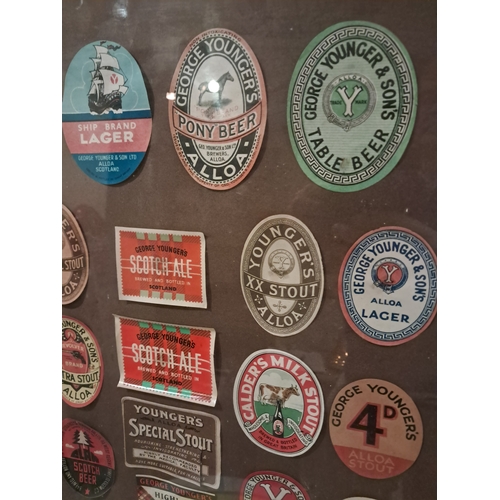 917 - Good Framed collection of Beer Bottle Labels 