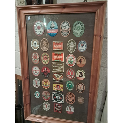 917 - Good Framed collection of Beer Bottle Labels 