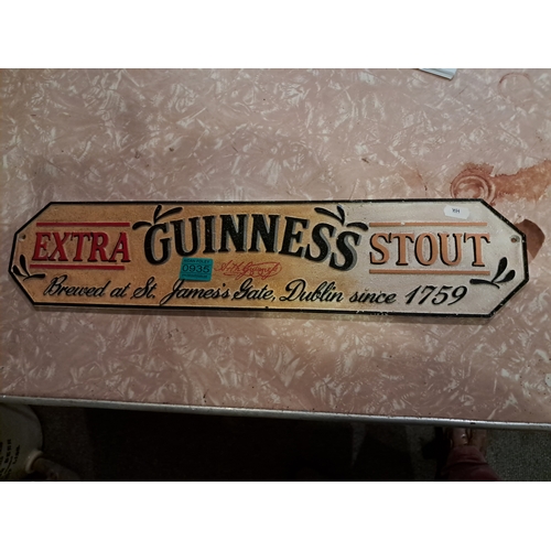 935 - Guinness Stout Cast Iron Sign (56cm x 13cm)