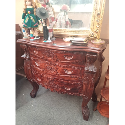 107 - Oriental Design 3 Drawer Hardwood Chest