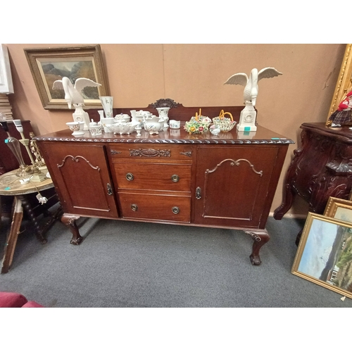 109 - Vintage Mahogany Sideboard with 2 Centre Drawers flanked by 2 Panel Doors