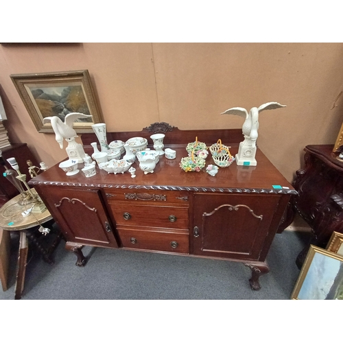 109 - Vintage Mahogany Sideboard with 2 Centre Drawers flanked by 2 Panel Doors