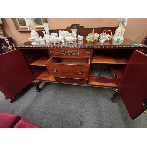 109 - Vintage Mahogany Sideboard with 2 Centre Drawers flanked by 2 Panel Doors