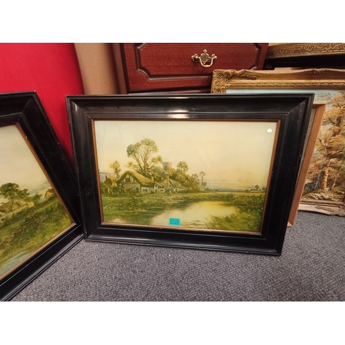 128 - Pair of Edwardian Coloured Prints in good frames