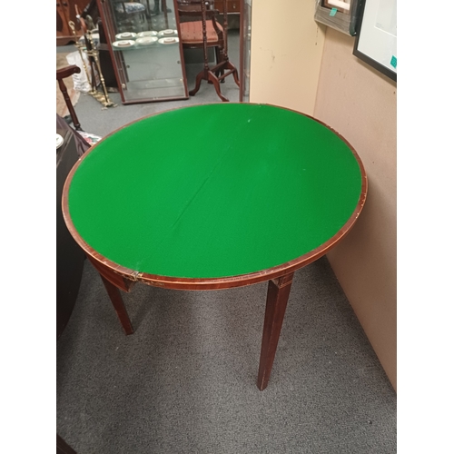 134 - Georgian Mahogany Half Moon Games Table with Boxwood Stringing