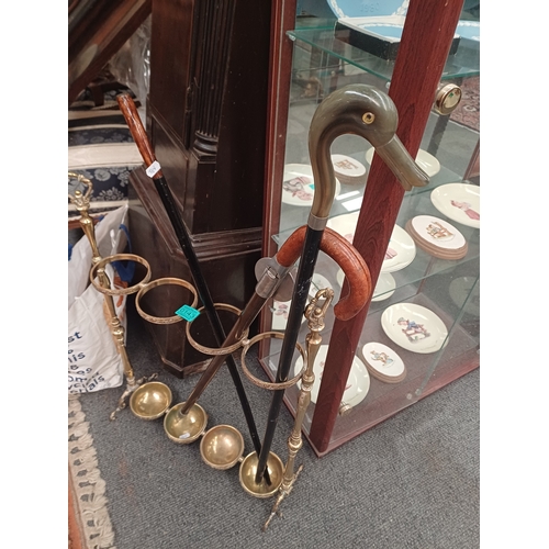 143 - Vintage Brass Umbrella Stand, Shooting Stick and 2 others