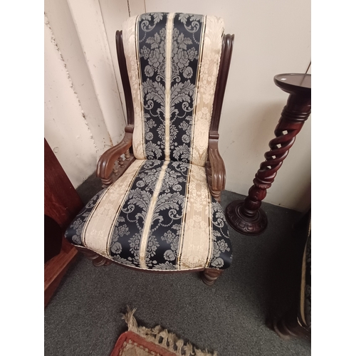 146 - Pair of Victorian Mahogany Drawing Room Chairs - recently upholstered