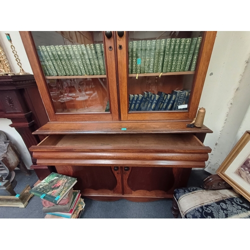 151 - Victorian Oak Library Bookcase (218cm x 136cm x 49cm)