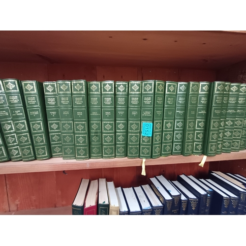 152 - The Complete Works of Charles Dickens (35 Volumes) and others on bottom shelf