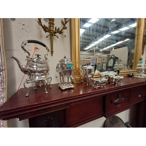 163 - Collection of Silver Plate including a 4 Piece Tea Set (EPNS), Spirit Kettle and Tea Urn